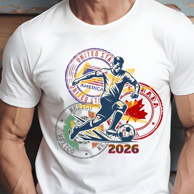 Mens 2026 Soccer Graphic Tee USA Canada Mexico Fútbol Apparel T-Shirt