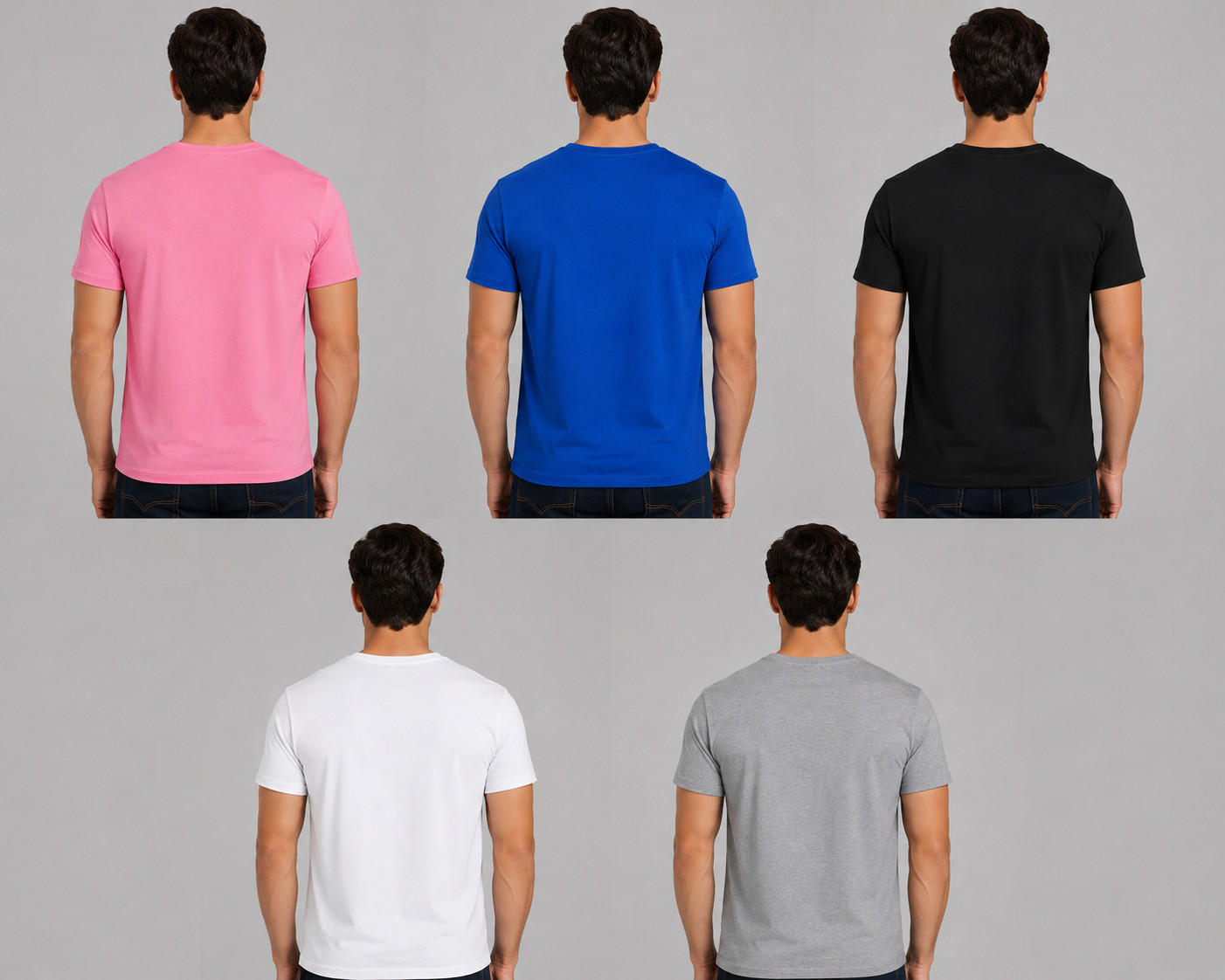 Men's 5 Pack Plain Cotton Jersey Short Sleeve T-Shirts Regular Fit Crew Neck gallery