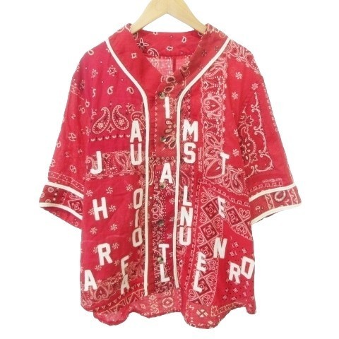 READYMADE Bandana Baseball Shirt Men Red Cotton M 0 21AW Short Sleeve Excellent