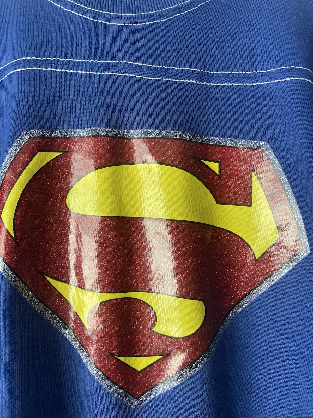 True Vintage 70s Superman Sport-T by Stedman Ringer Tee DC Comics Glitter Logo S gallery