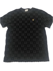 Teddy Fresh Terry Jacquard Men T-Shirt Black Crew Neck Short Sleeve H3 Pod Sz M