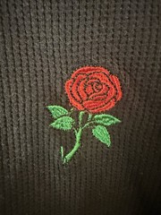 Eighty Eight Shirt Mens Large Long Sleeve Embroidered Red Rose Crew Neck Thermal