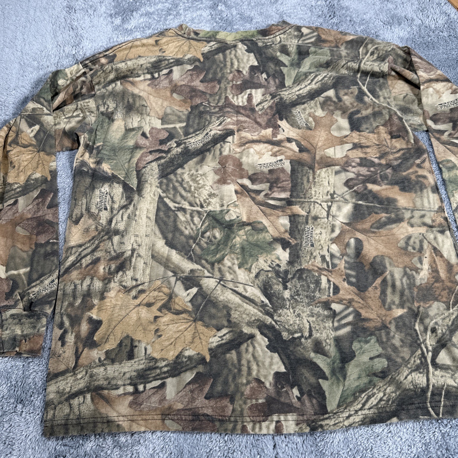 VTG XL Realtree Advantage Timber Camo Long Sleeve Pocket Hunting T-Shirt USA gallery