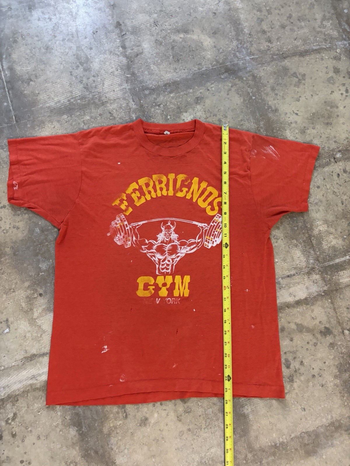 Vintage 80s Lou Ferrigno's New York Gym Distressed Shirt Size Medium Large gallery