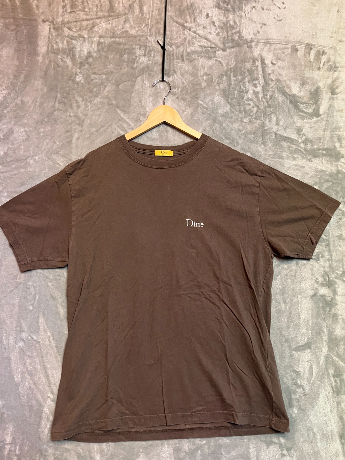 Dime Classic Streetwear T-Shirt Embroidered Logo Extra Large Brown Relaxed Fit