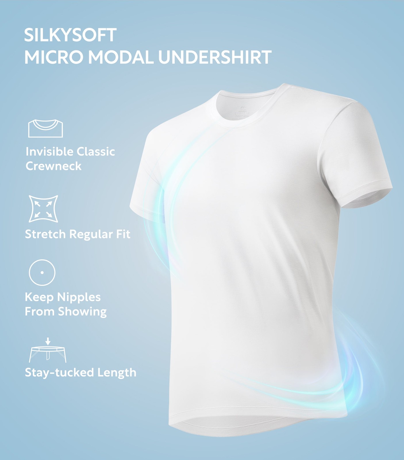 3-Pack David Archy Men's Micro Modal Undershirts, Soft Stretchy Crewneck Tees, gallery