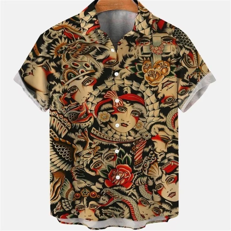 Mens Button Down Japanese Dragon Samurai Hawaiian Novelty Holiday Summer Shirt gallery