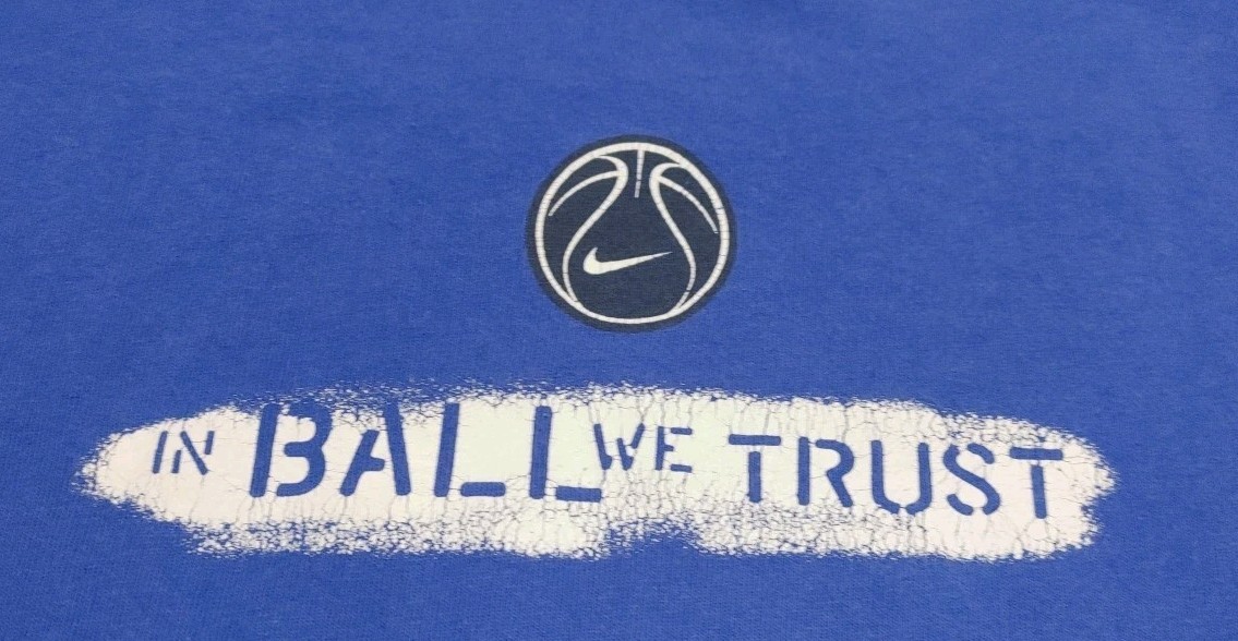 Vintage Nike Basketball Shirt Blue Graphic Sketch Art Made USA 90s Adult XXL 2XL gallery