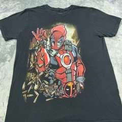 Marvel Deadpool Graphic T Shirt Black Mens L Regular Fit Crew Neck Short Sleeve