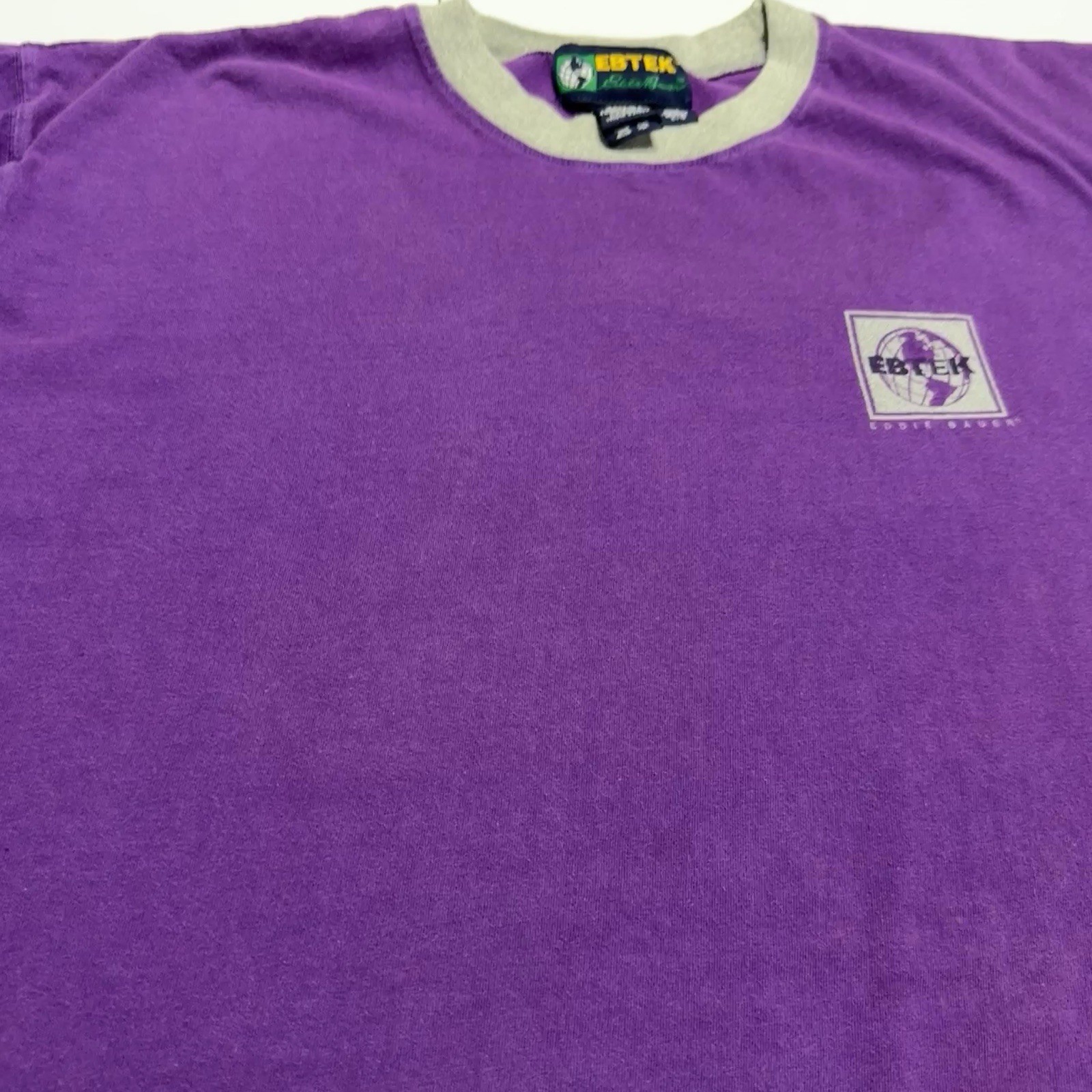 Vintage Eddie Bauer EBTEK T Shirt Mens Large Purple Printed Logo gallery