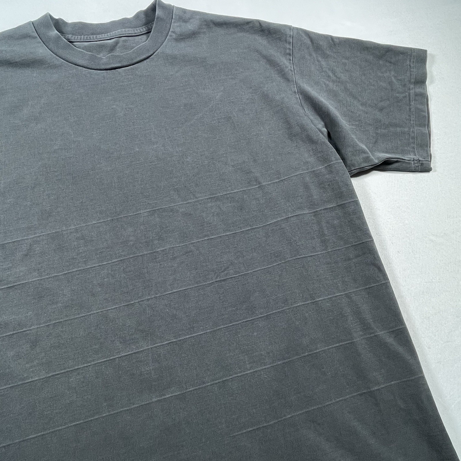 Uni/Form 100% Supima Cotton Subtle Striped Design Boxy Heavy weight Tee Shirt L gallery