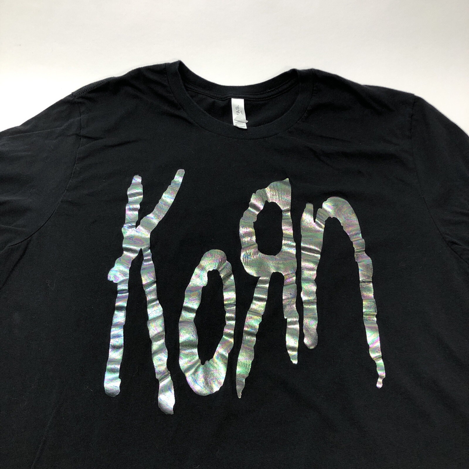 Korn Shiny Oil Slick Band Logo size 2XL XXL Black T Shirt gallery