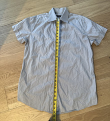 Gucci Luxury Short Sleeve Button Up Shirt Men’s 15 3/4 (40) Gray Made in Italy