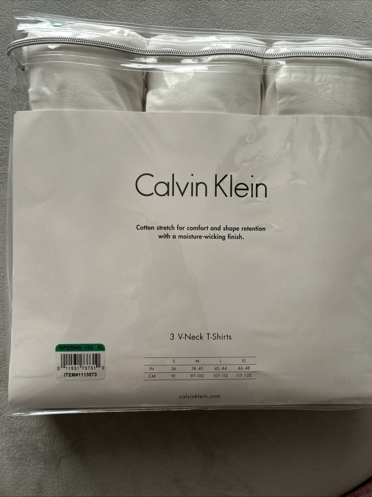Calvin Klein 3 Pack Cotton Stretch V-neck T-shirts XL White New In Package gallery
