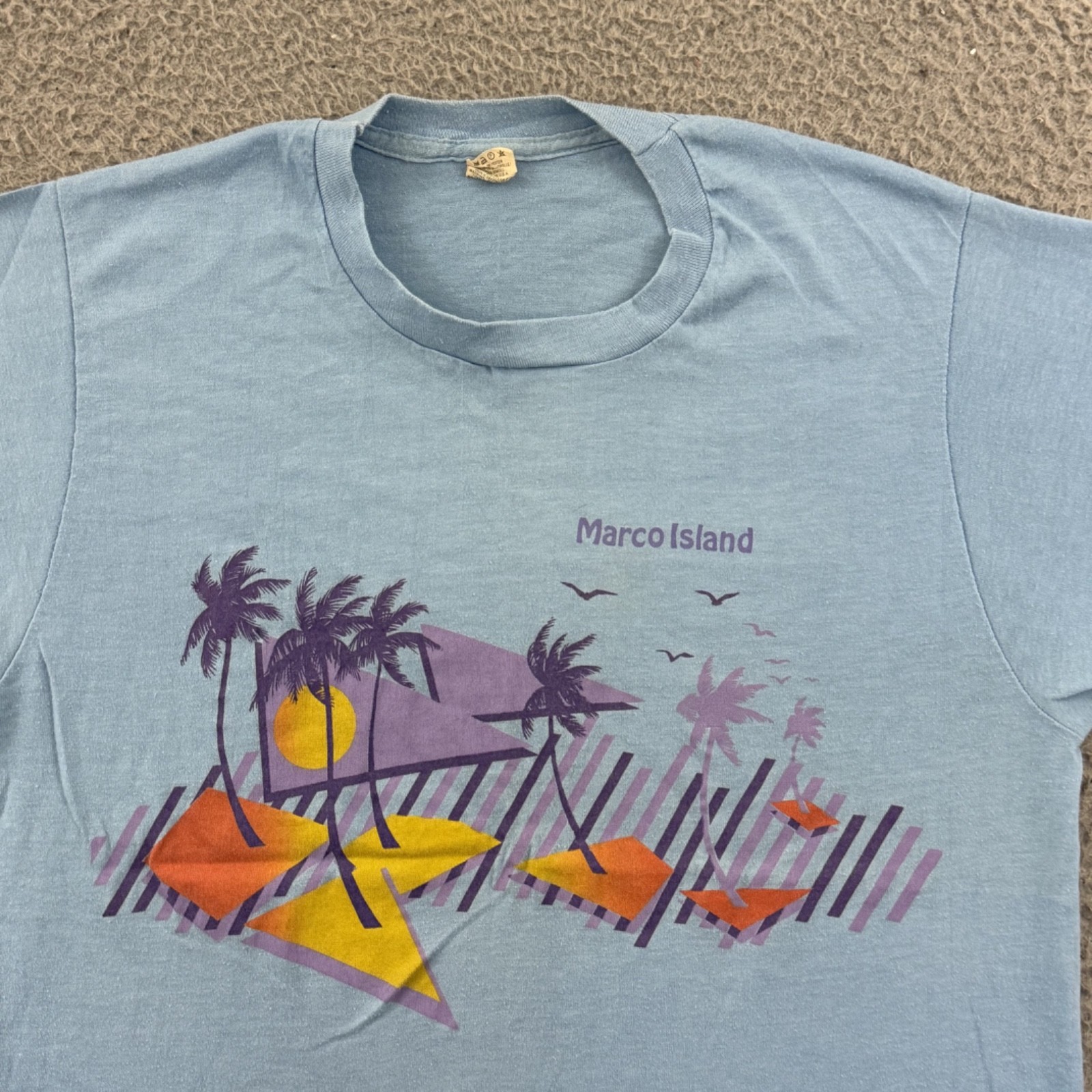 Vintage Marco Island Shirt Adult Medium Blue 80s Beach Tropical Florida USA gallery