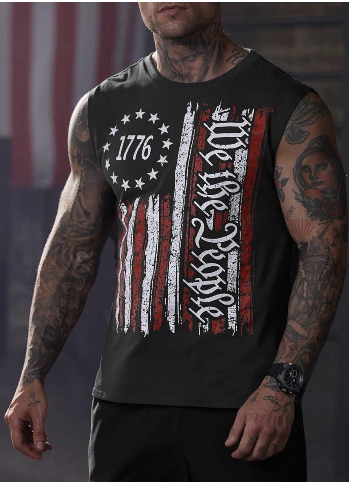 Mens 4th of July Shirts Muscle Tank Top 1776 Sleeveless Graphic Gym Workout U... gallery