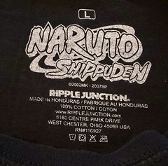 Naruto Shippuden Ripple Junction Anime Black Uni T-shirt (L) Pink/Yellow Ombre
