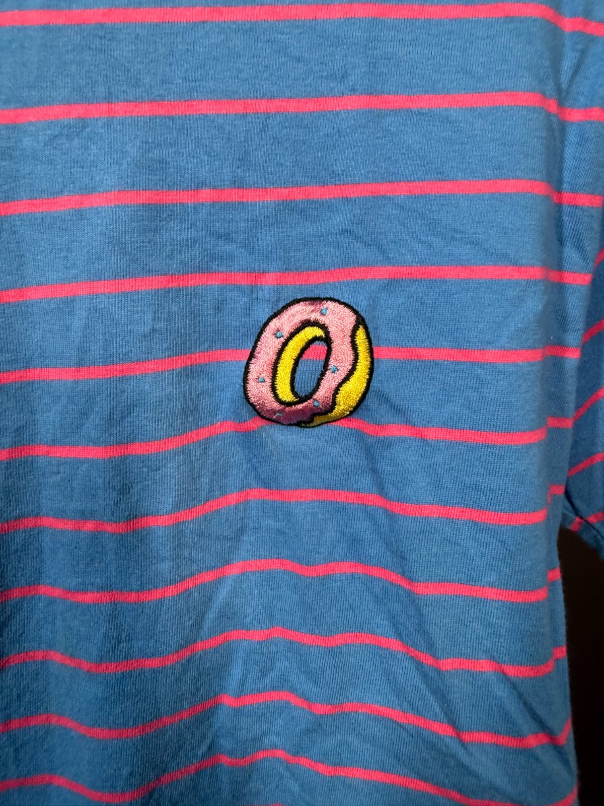 OFWGKTA Odd Future T-Shirt Unisex S Blue Red Striped Embroidered Donut Detail gallery