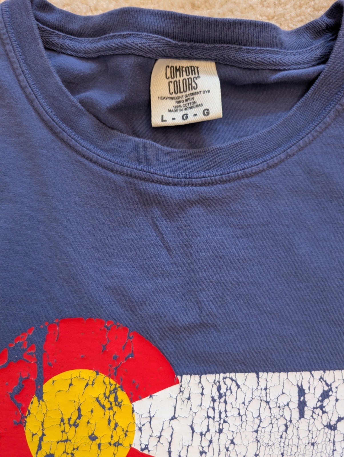 Colorado Logo T-Shirt - L, medium blue/dark periwinkle, weathered logo, exc cond gallery