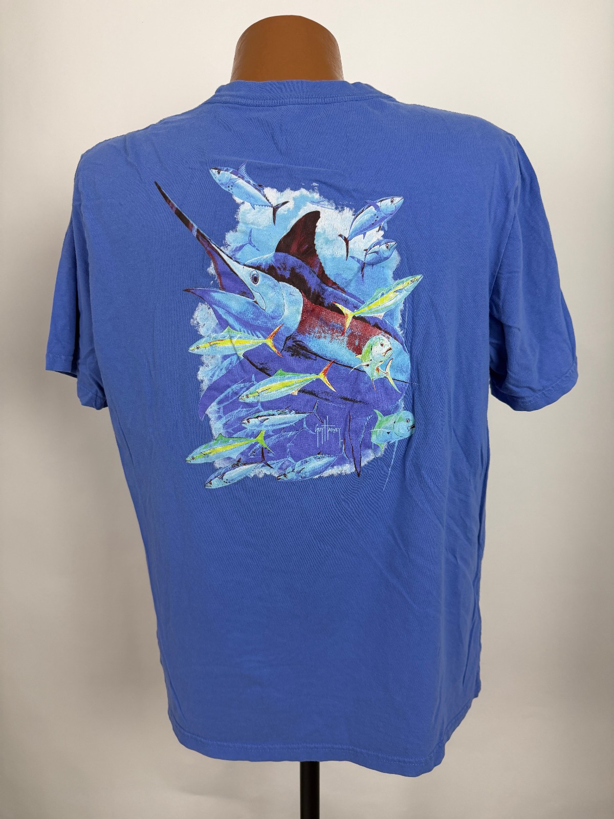 Guy Harvey Shirt Men Large Saltwater Fish Billfish Tuna Marlin Ocean Blue Cotton gallery