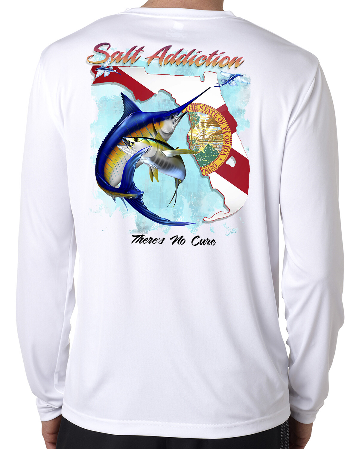 Salt Addiction t shirt long sleeve microfiber ocean fishing uv 50+ Florida flag gallery