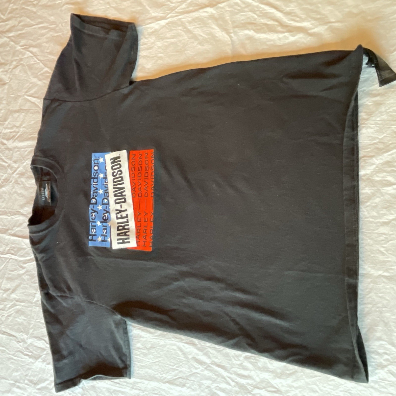 Harley Davidson Mens Bars & Stars Short Sleeve Tee T-Shirt Black See Measurement