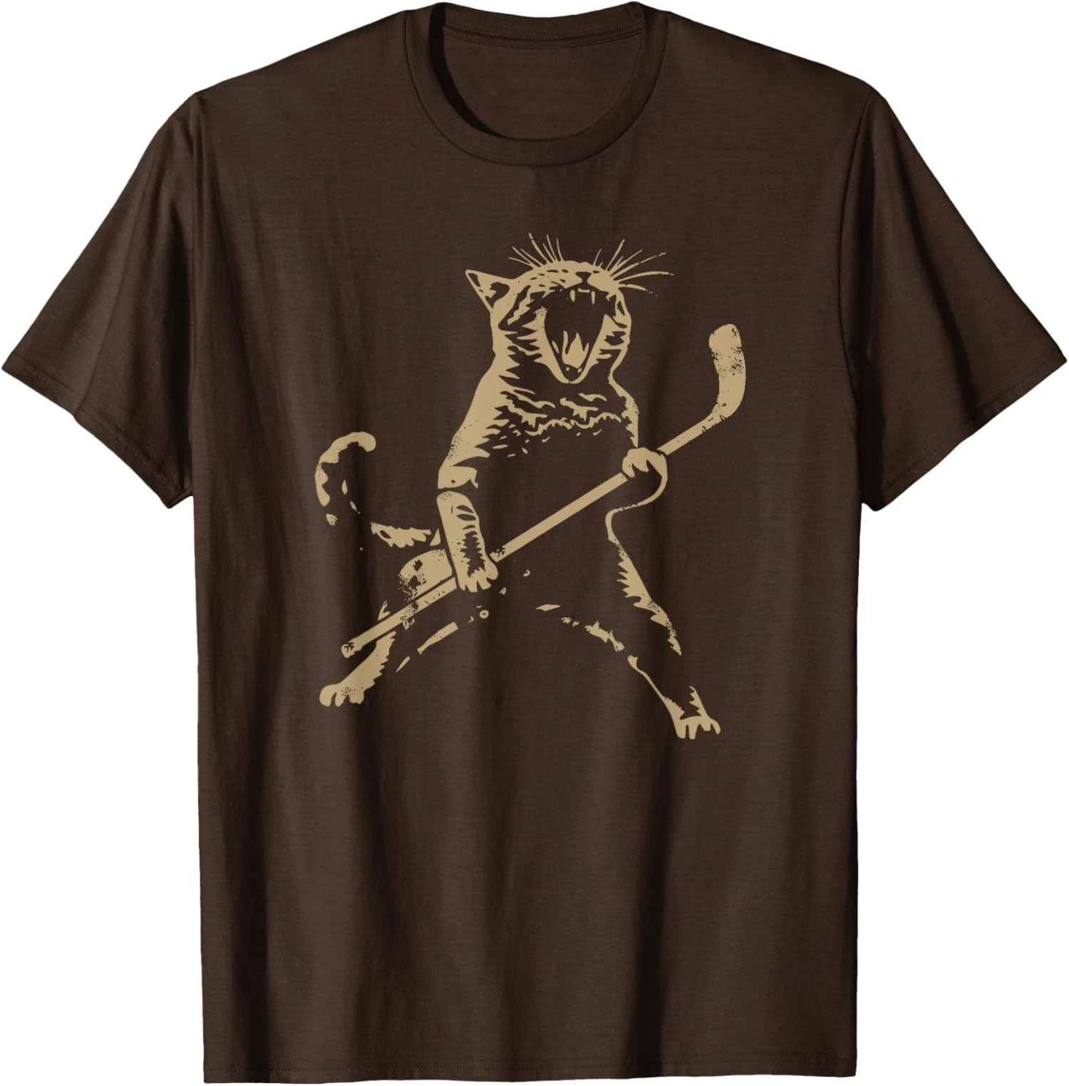 Cat Playing Ice Hockey Design Funny Cat Hockey Unisex T-Shirt