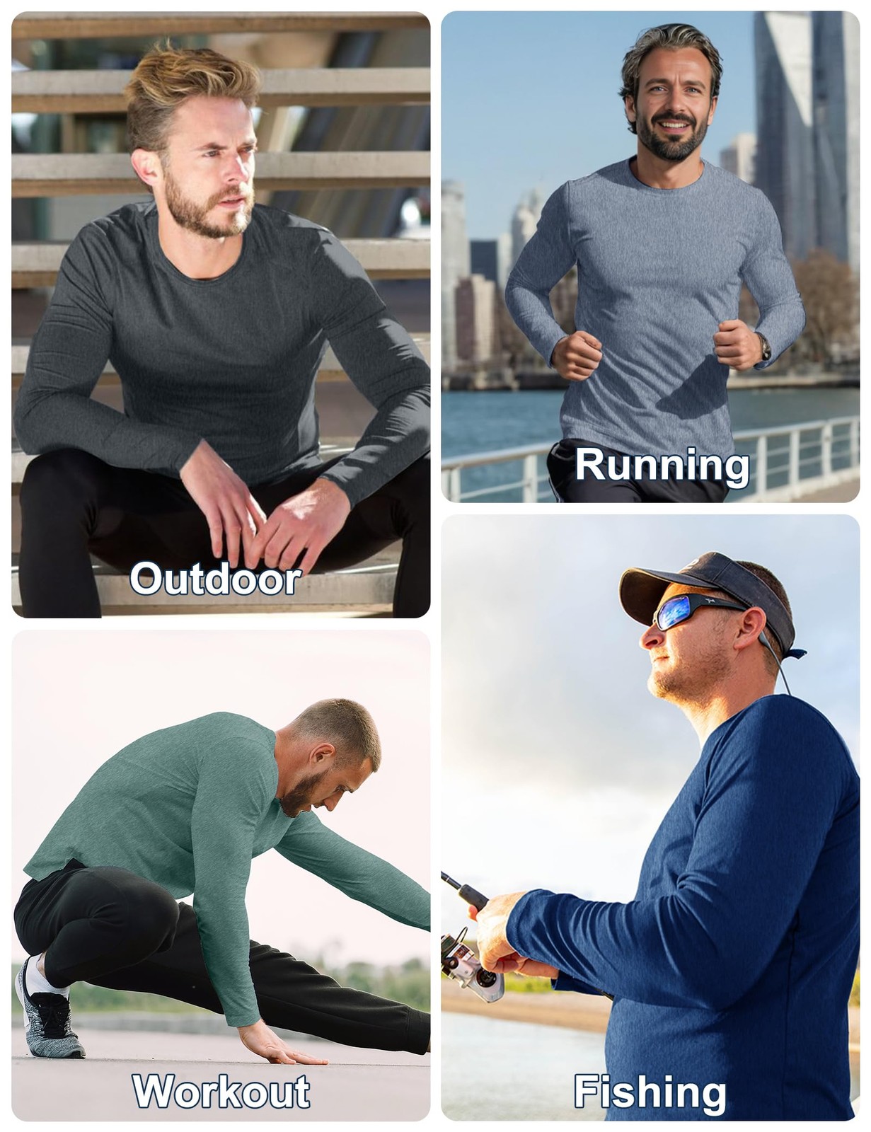 7 Pack Men's Quick Dry Long Sleeve Shirts Moisture Wicking UV UPF 50+ Sun Pro. gallery