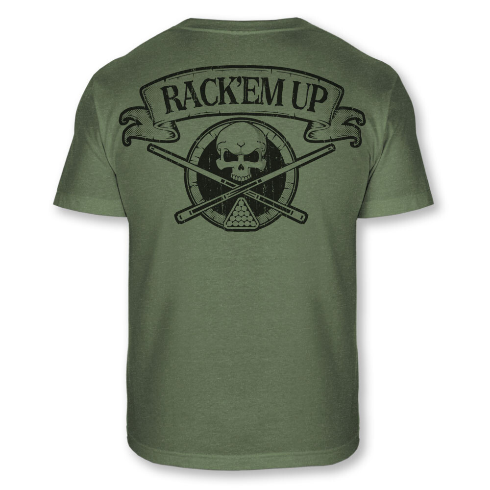 Billiards Skull Crossbones T-Shirt - Rack'em Up Pool Shark Athletic Shirt - A99 gallery