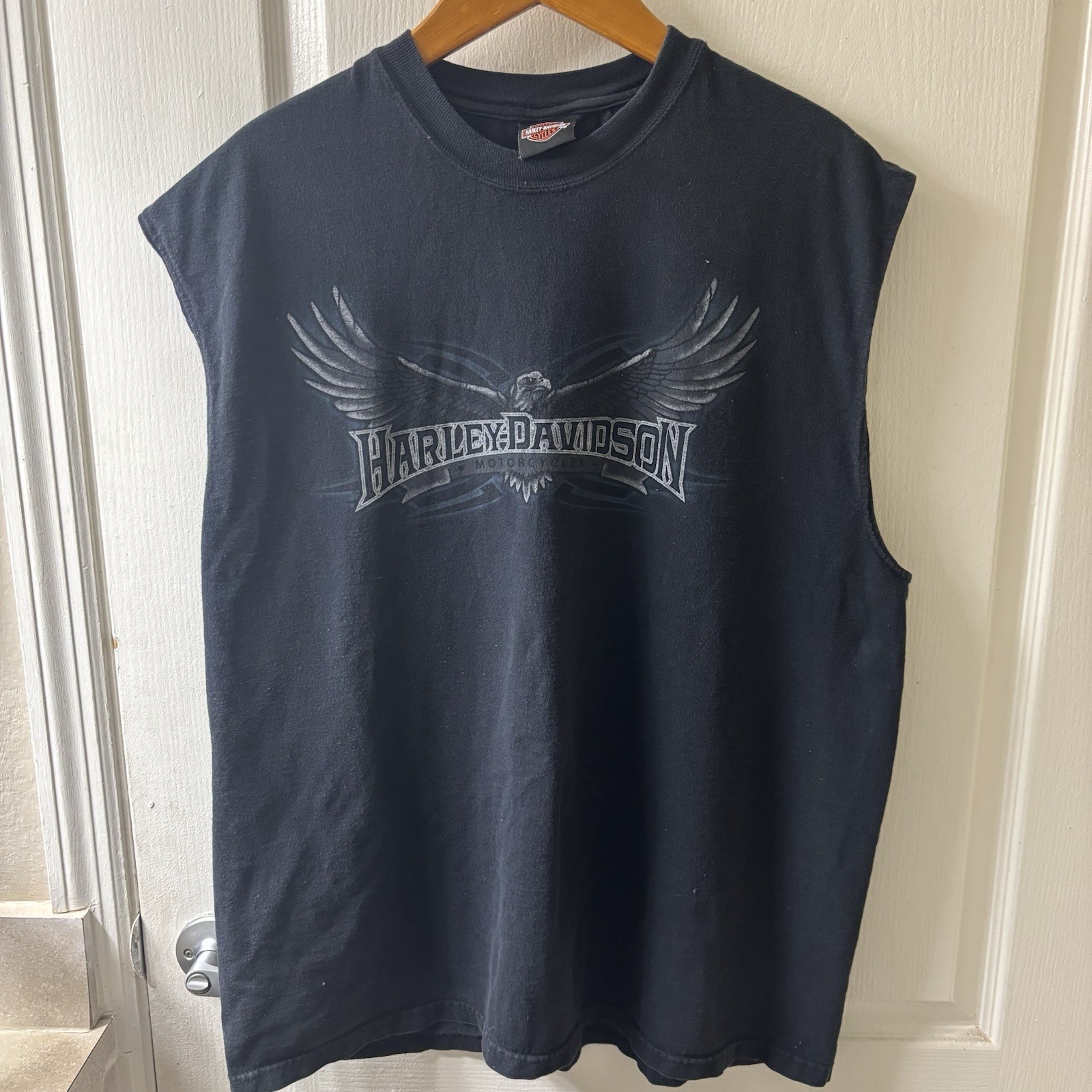 Harley Davidson Shirt Mens XL BLK Sleeveless Muscle Eagle Freedom Machine Biker gallery