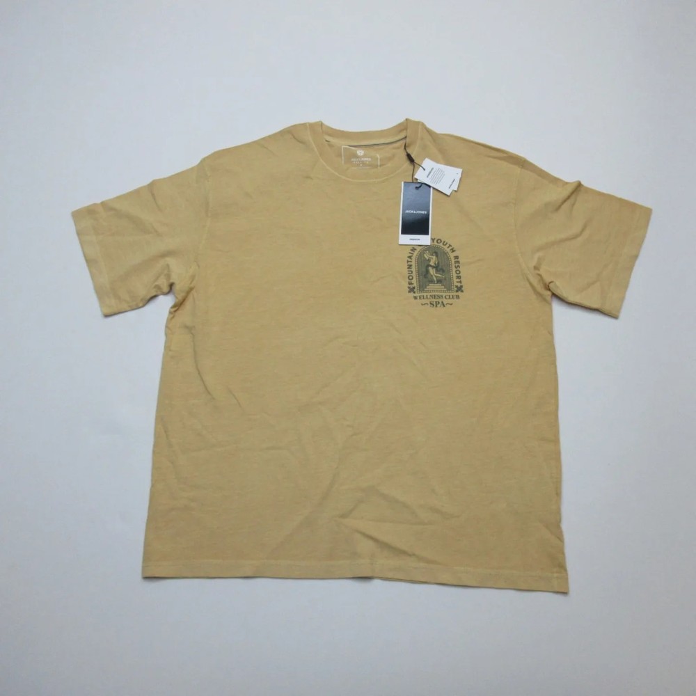 JACK JONES PREMIUM Mens Sz Medium Moonstone SS Graphic Print Overdyed Tee