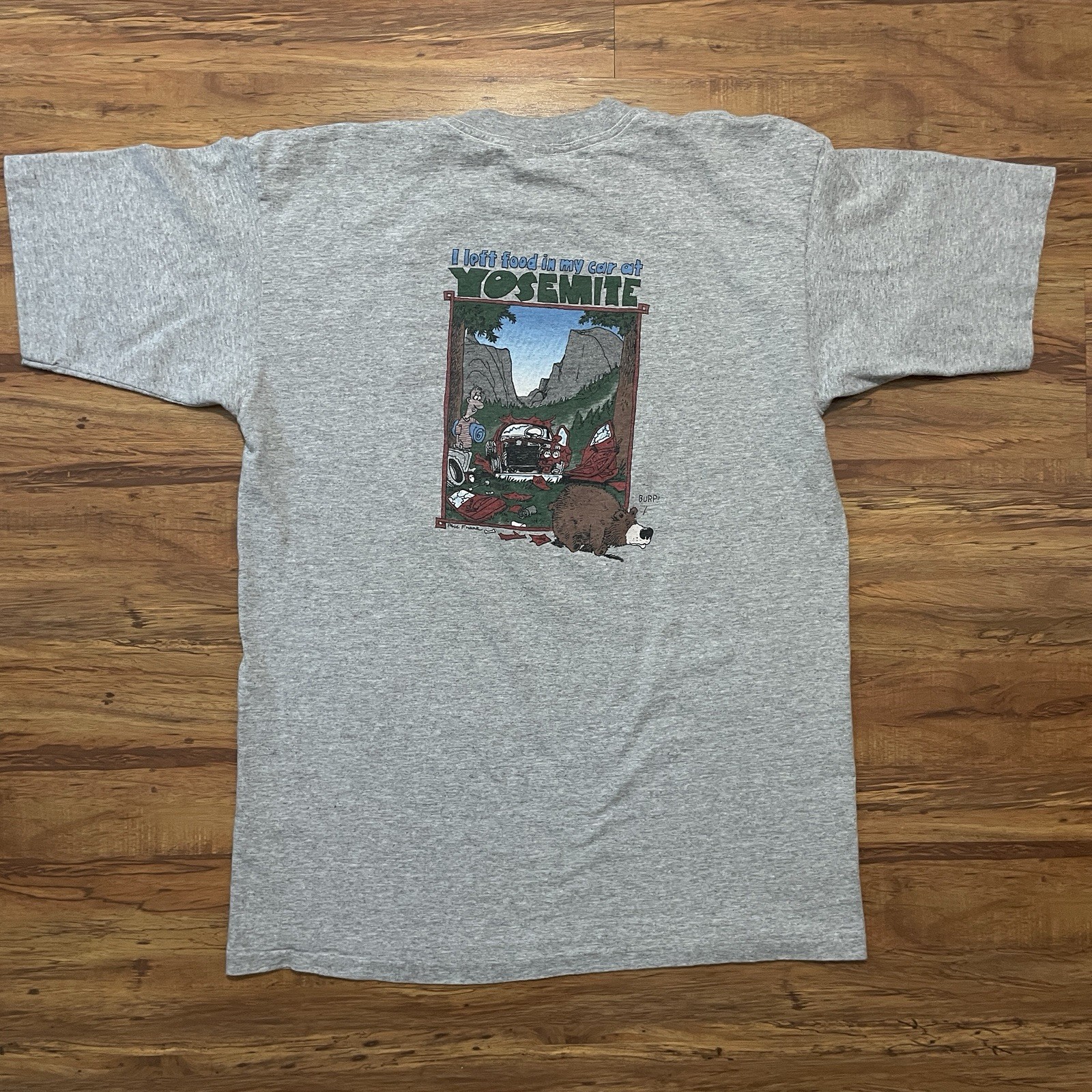 Vtg Yosemite National Park Bear T-Shirt Mens Large Gray Humor Cartoon Phil Frank