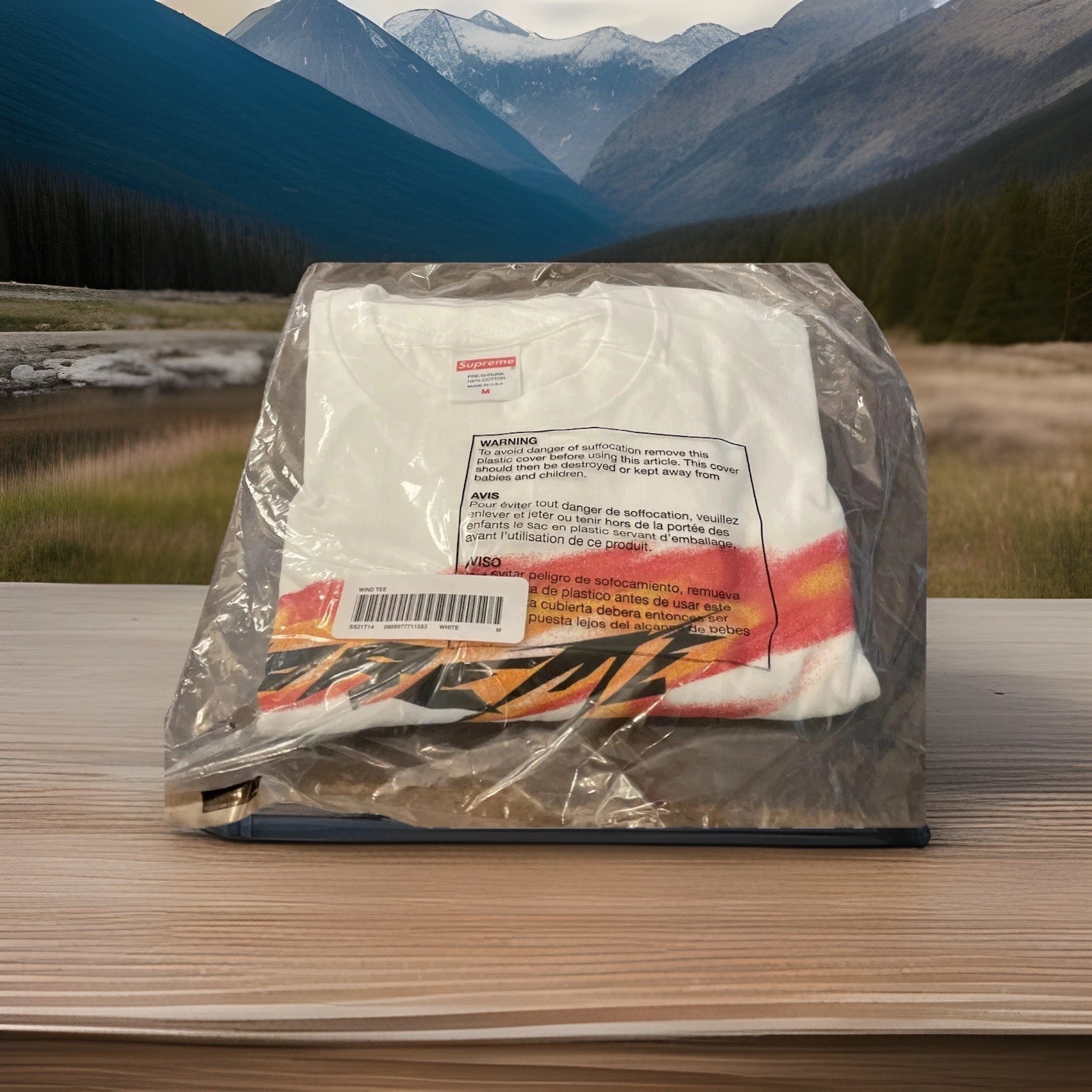 SUPREME WIND TEE WHITE SIZE MEDIUM SS21 WEEK 1 (100% AUTHENTIC) (BRAND NEW)