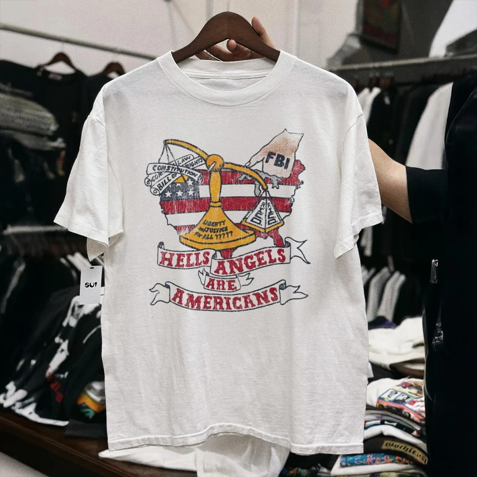 Hells Angels Are Americans T Shirt Biker Motorcycle Vintage Graphic Tee - S478 gallery