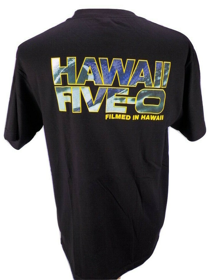 HAWAII FIVE-O T-SHIRT SZ L BLACK STATE OF HAWAII INVESTIGATOR UNIT WAVES NWOT gallery