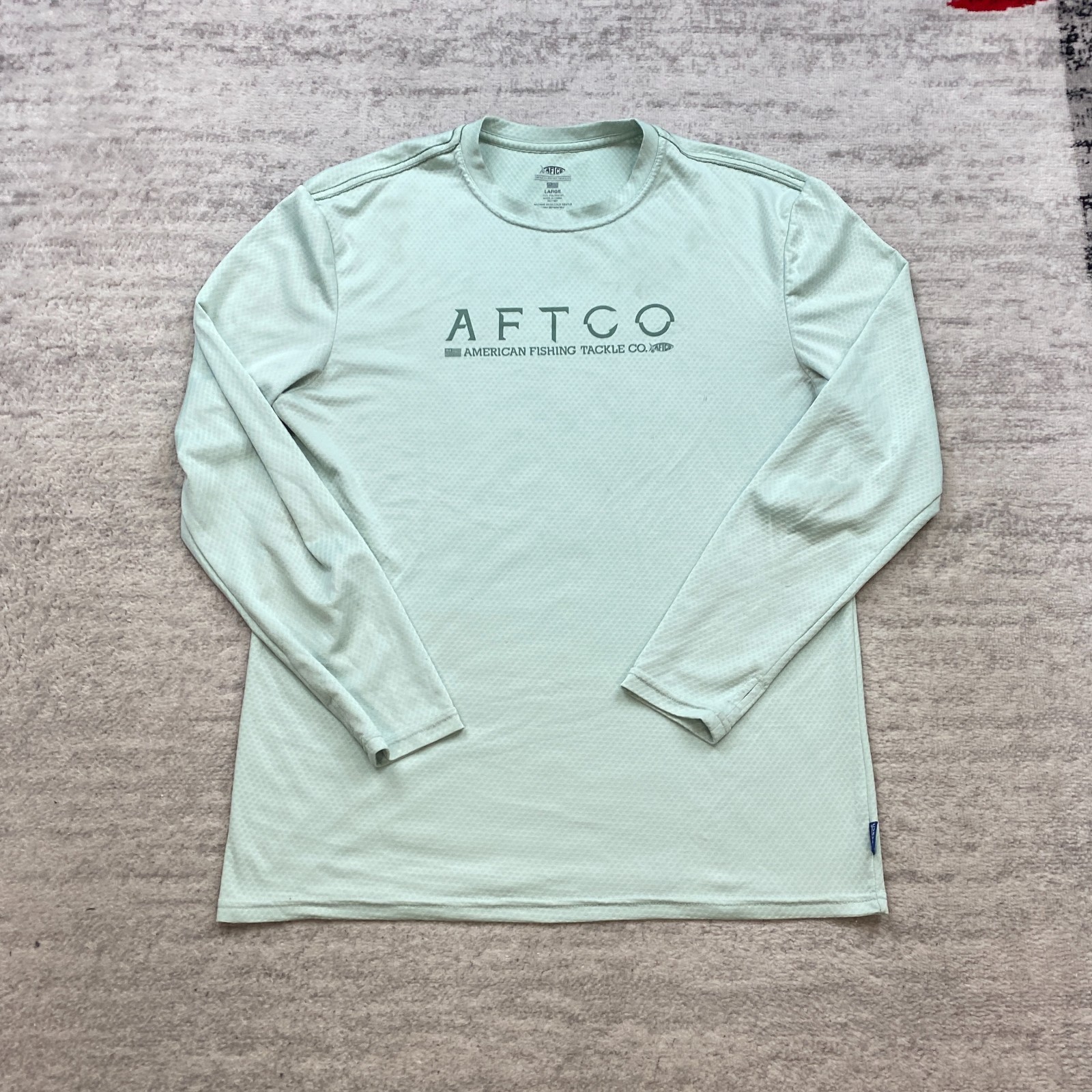 Aftco Shirt Large Green Performance Camp Fishing Hike Boat Shark Outdoors Mens gallery