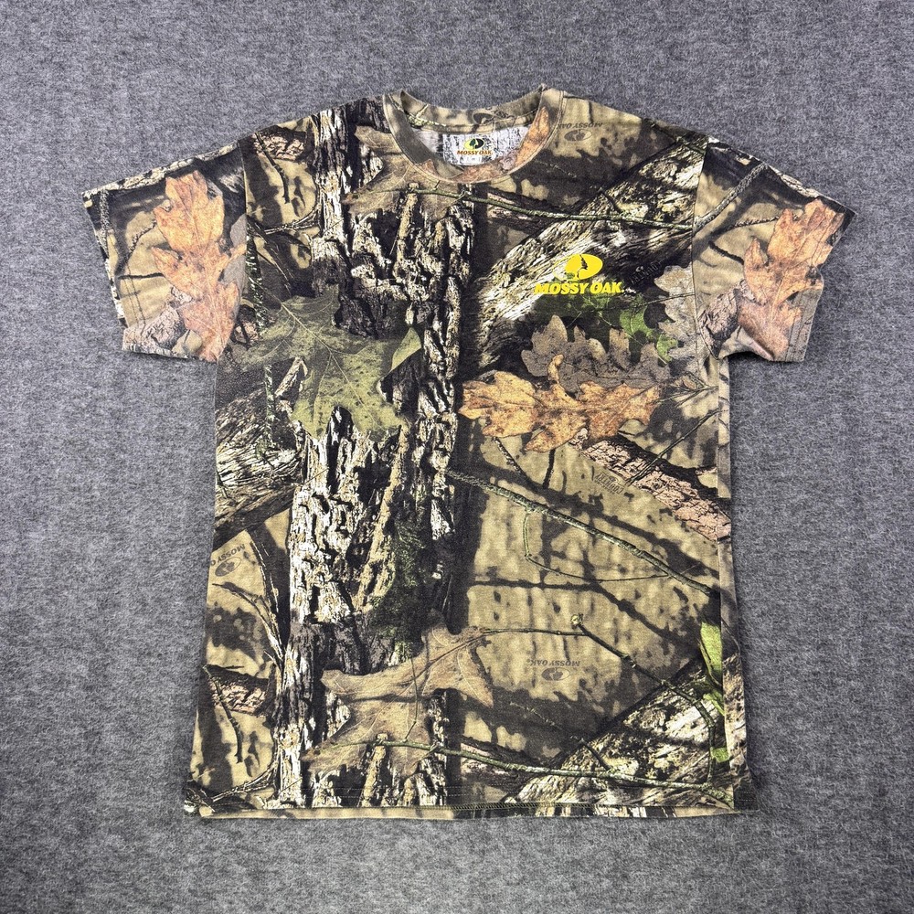 Mossy Oak Shirt Mens Medium Brown Camo Short Sleeve Hunting Outdoor Tee