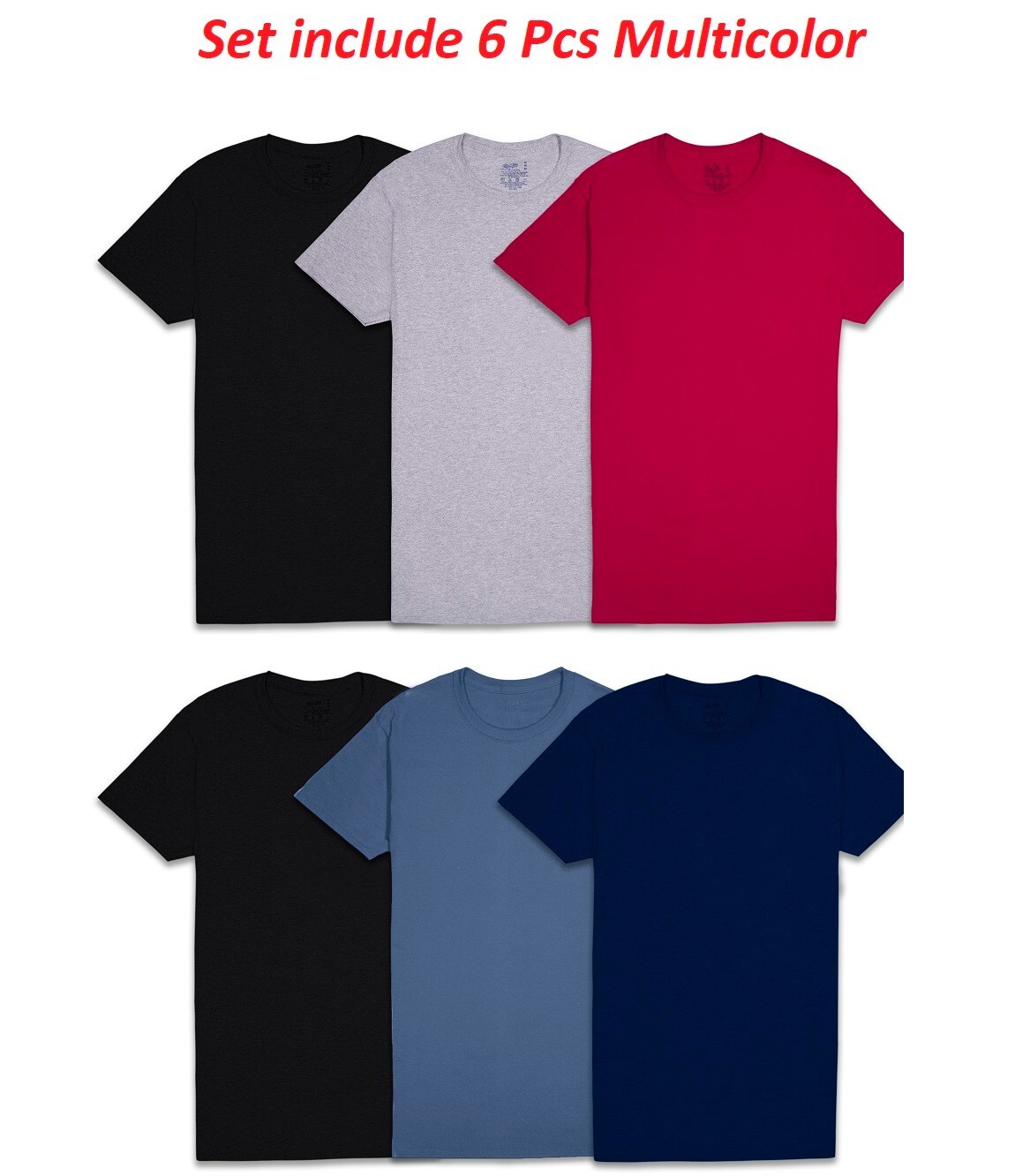 6 Pack Fruit of the Loom Men's Crew T-Shirt Undershirts Super Value Cotton S-3XL gallery