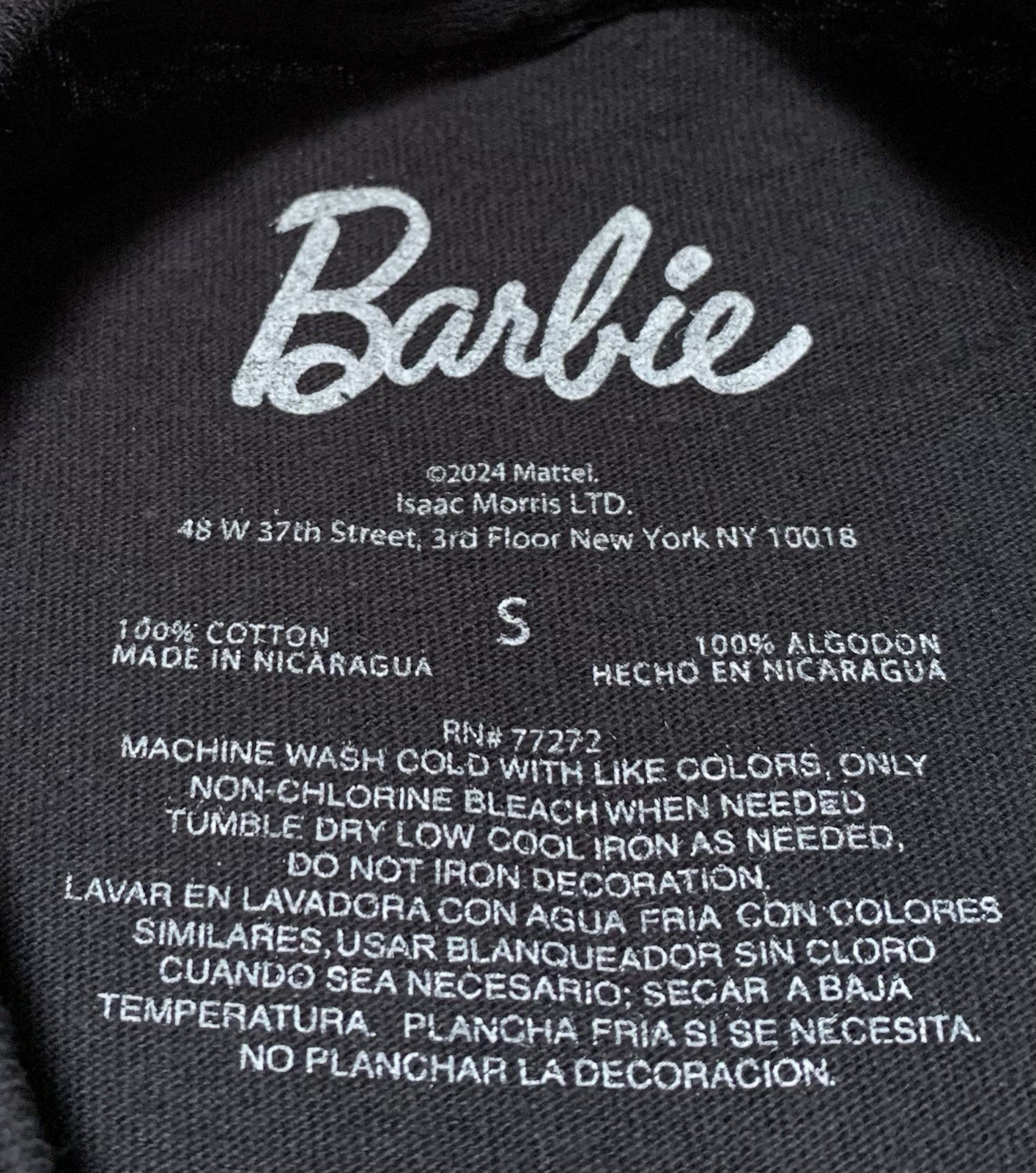NEW BARBIE Pink Text Spell-Out Men’s Black Short Sleeve T-Shirt Size Small gallery
