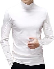 Men Long Sleeve Pullover Sweater Undershirt Mock Turtleneck T-Shirt Slimming Top