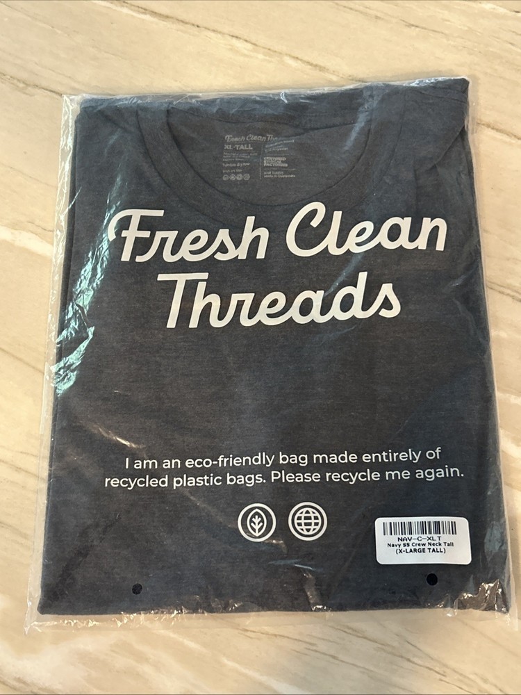 FRESH CLEAN THREADS Men’s Navy Blue Short Sleeve Crew Neck – XL Tall Xlt