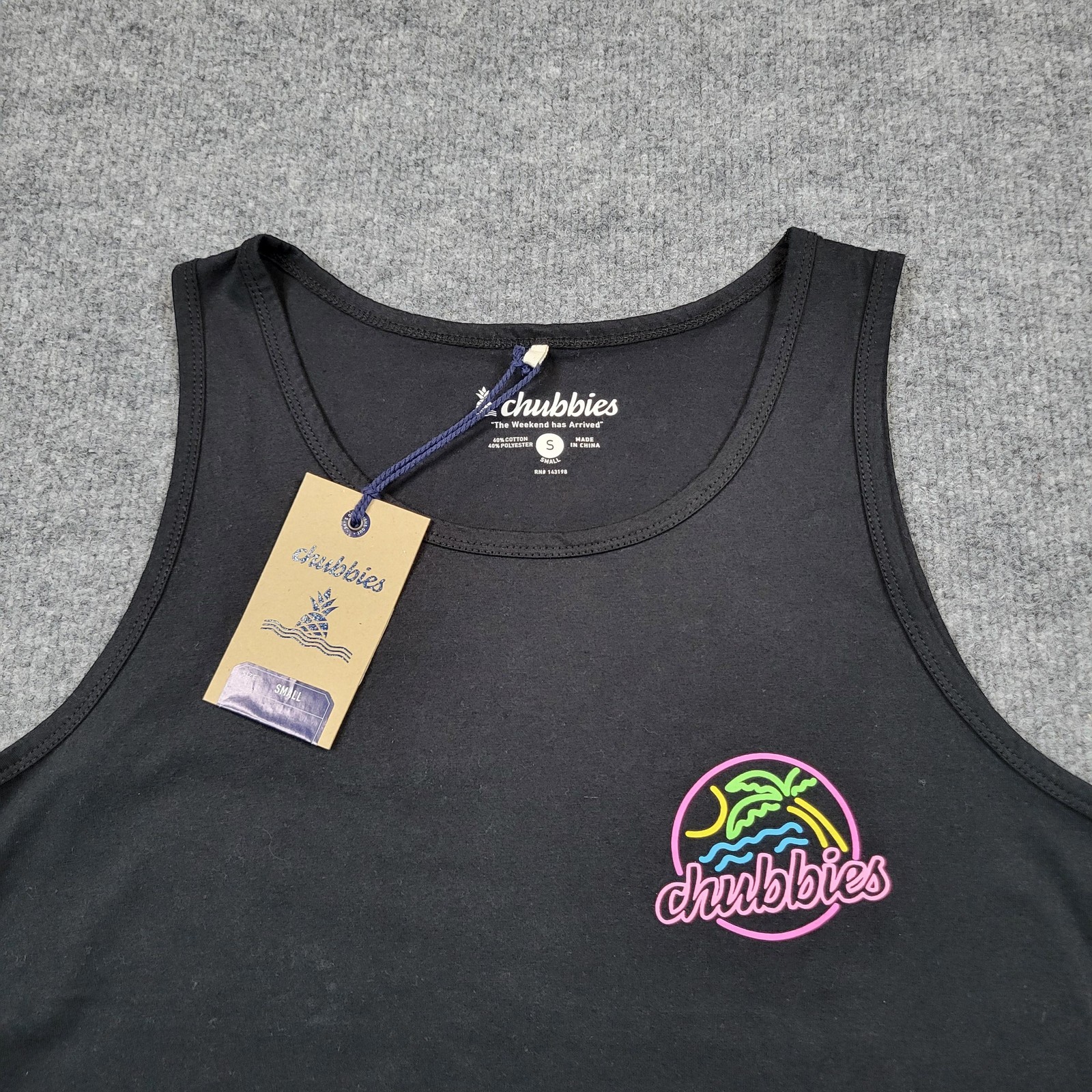 Chubbies Shirt Mens Small Black Neon Dream Tank Top Tropical Beach Graphic Tee gallery