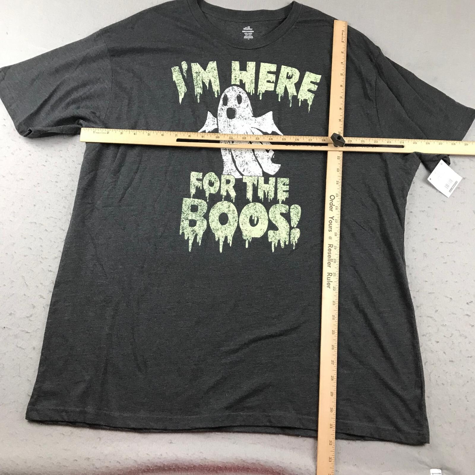 Halloween Shirt Mens 2XL Gray Short Sleeves I am Here For The Boos Ghost Tee NWT gallery