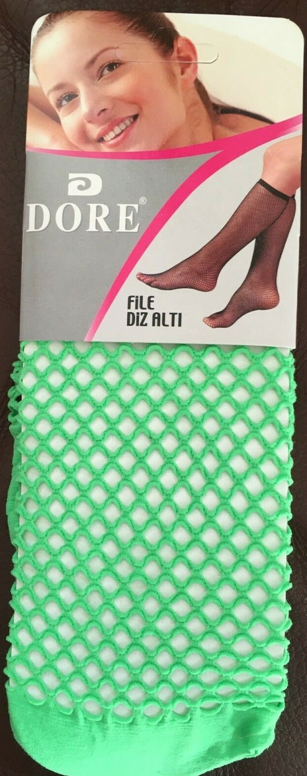 Fishnet Knee Highs Green One Size D5