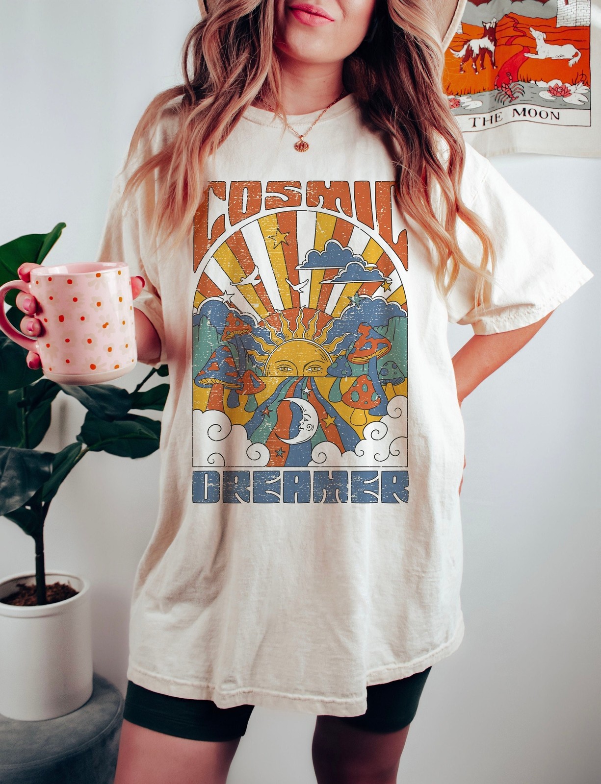 Cosmic Dreamer Tee Peace T-Shirt Hippie Graphic Tee Vintage Inspired Cotton gallery