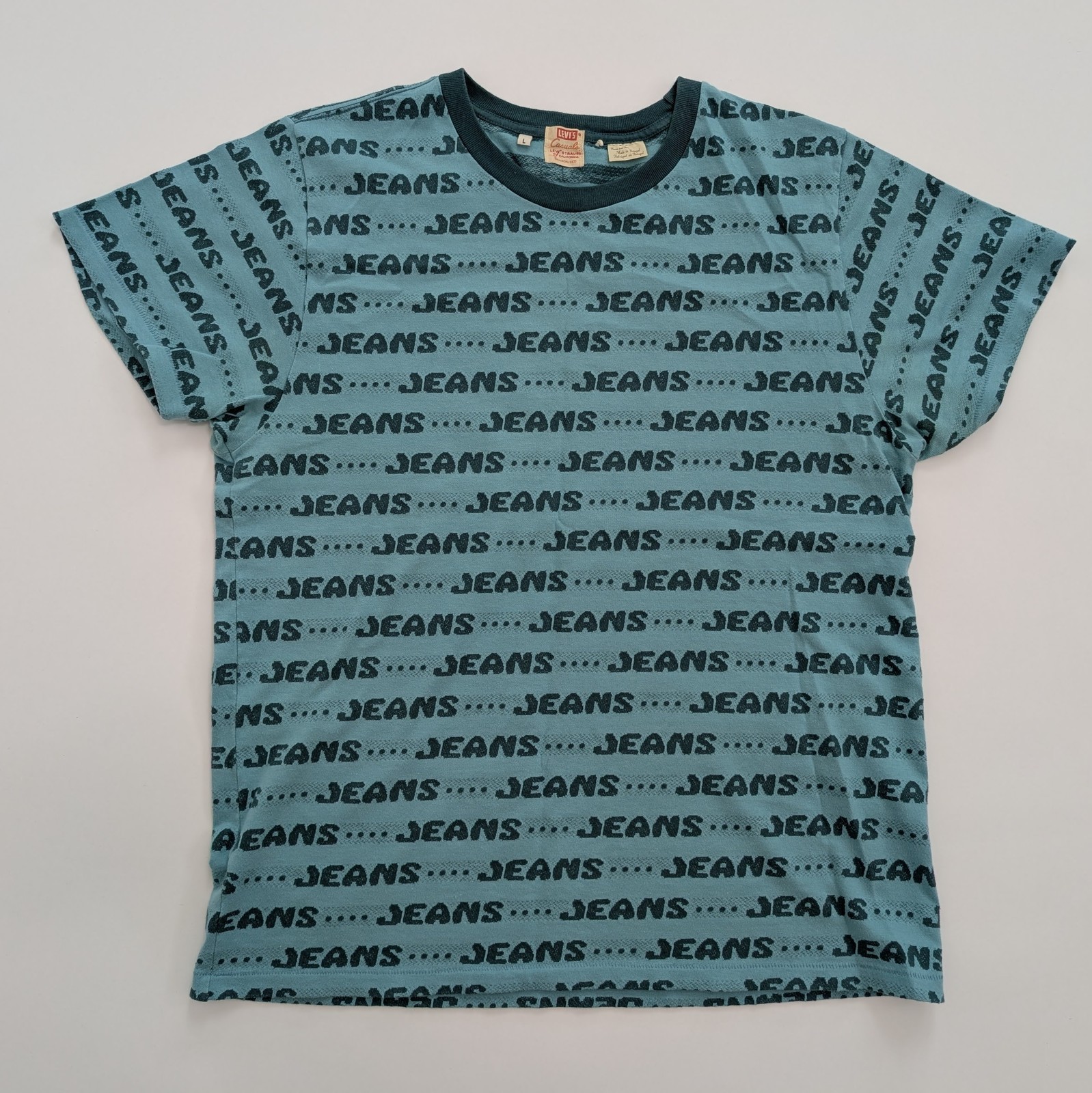 $115 Levi's Vintage Clothing LVC Jeans Jacquard T-Shirt Large Blue 100% Cotton gallery