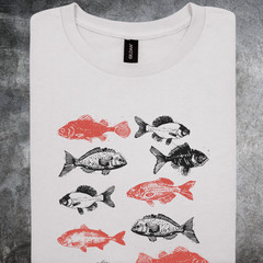 Fish Pattern Shirt Graphic Tshirt gray Mens Softstyle Crewneck Short Sleeve