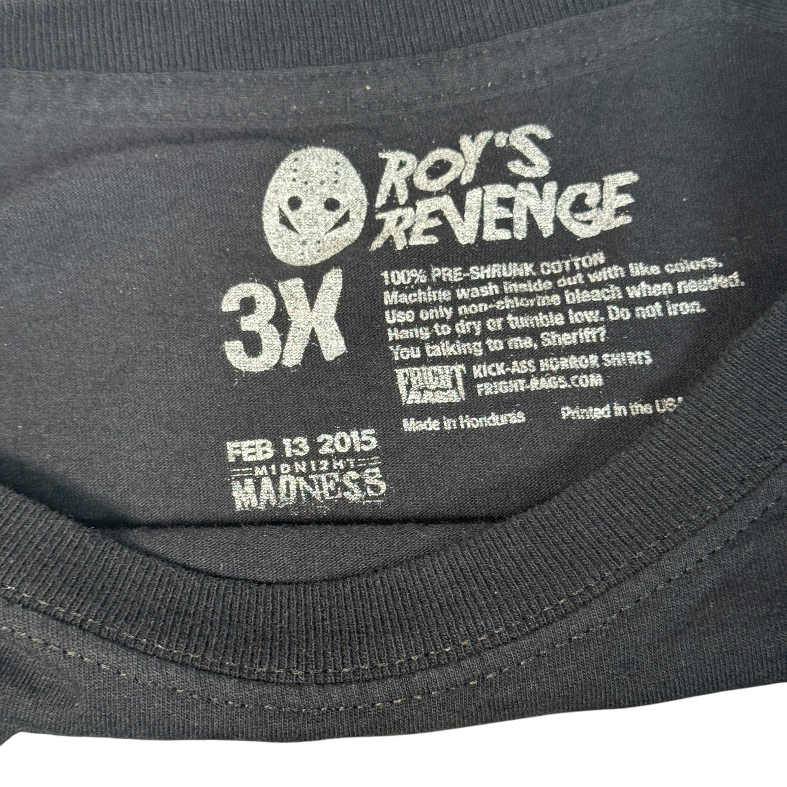 Roy's Revenge Shirt Mens 3XL Black Fright Rags Horror Movie Slasher Jason 2015 gallery