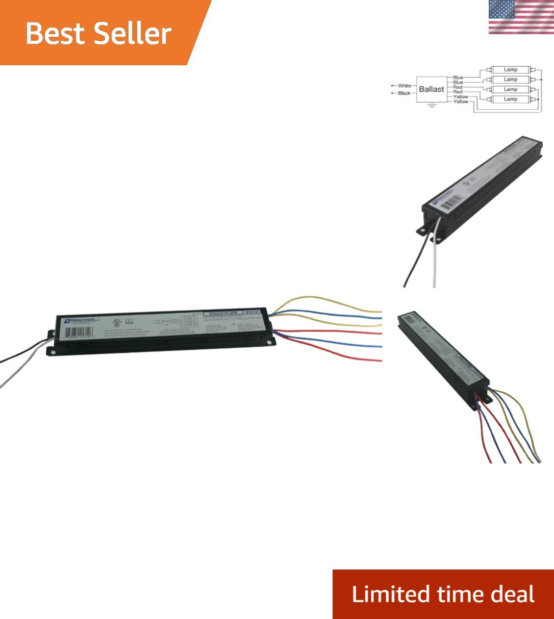 3200 Lumen 120V Electronic Fluorescent Ballast Compatible with T8 and F40 Lamps