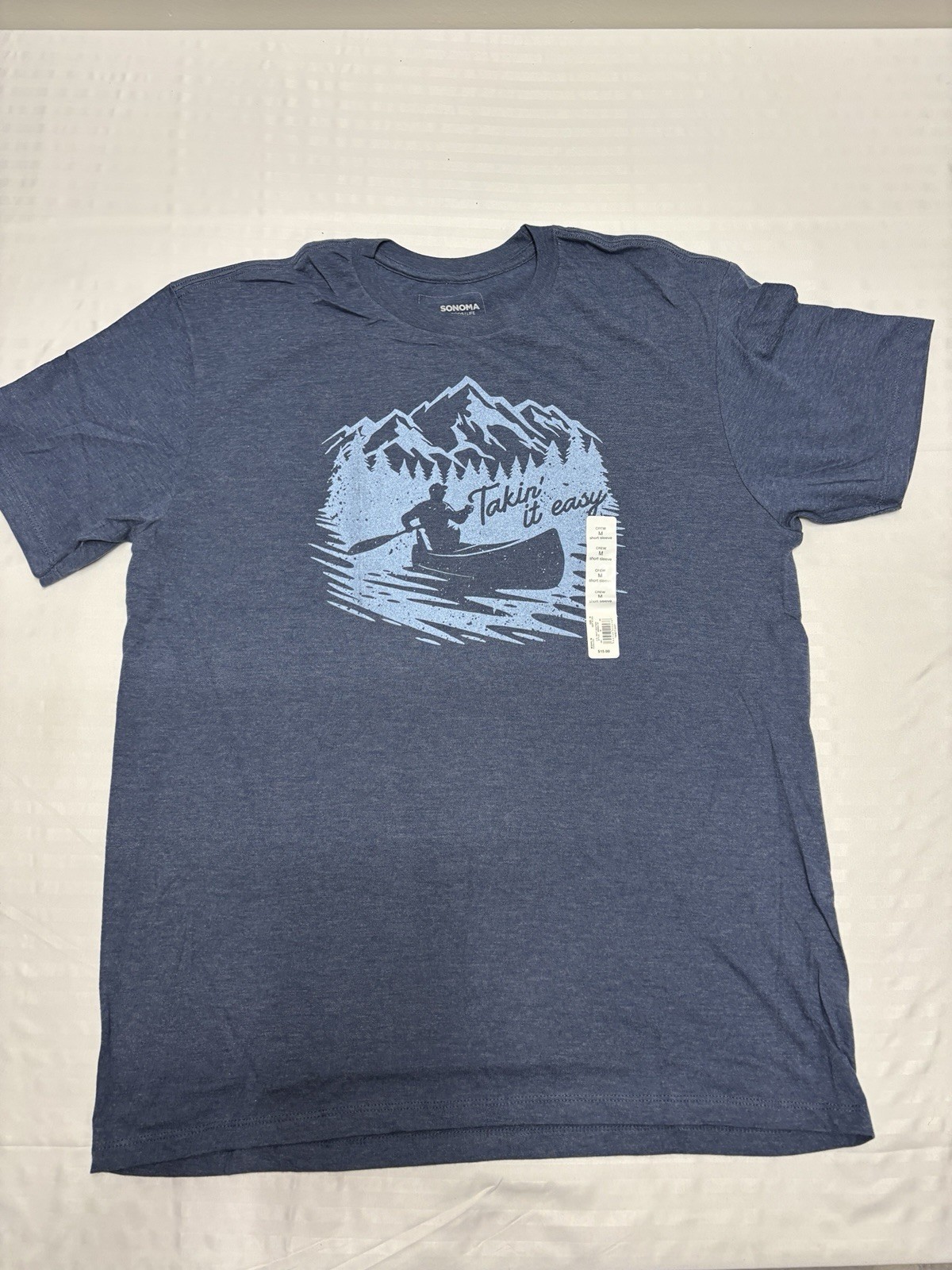 Sonoma Goods For Life Mens Takin' It Easy Rafting Print Blue Shirt Medium gallery